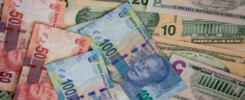 South African business invoice showing rand, US dollars, pounds and euros
