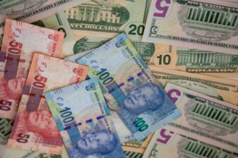 South African business invoice showing rand, US dollars, pounds and euros